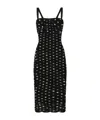 Dolce & Gabbana Draped Sheath Dress In Polka Dot Print Tulle In Black