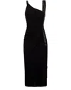 Dolce & Gabbana Sable Calf-length Dress With Laces And Eyelets In Black
