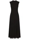 Dolce & Gabbana Organzino Sleeveless Flared Midi Dress In Black