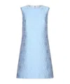 Dolce & Gabbana Floral Quilted Jacquard Mini A-line Dress In Blue