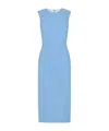 Dolce & Gabbana Wool Crepe Sheath Midi Dress With Tube In Blue