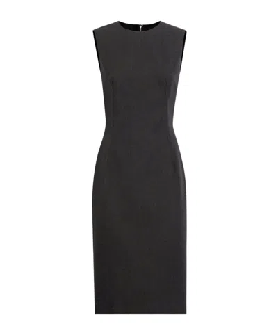 Dolce & Gabbana Woolen Calf-length Sheath Dress In Grey