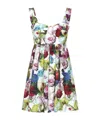 Dolce & Gabbana Multicolor Sleelevelss Mini Dress With Square Neckline And All-over Floral Motif In Multicolor
