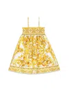 Dolce & Gabbana Mix Maiolica Giallo Barocco Shoulder-straps Cotton-poplin Dress 4-12 Y In Yellow