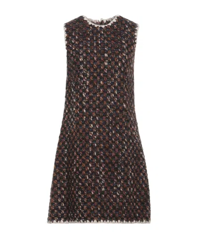 Dolce & Gabbana Sleeveless Flare Dress In Brown