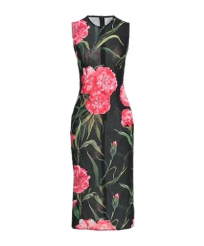 Dolce & Gabbana Sleeveless Floral Dress In Black