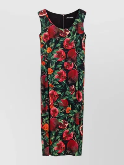 Dolce & Gabbana Sleeveless Floral-print Midi Dress In Multi