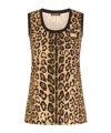 Dolce & Gabbana Leopard-print Jersey Tank Top In Nude