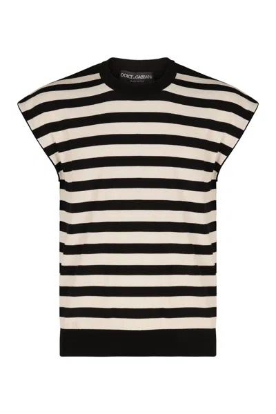DOLCE & GABBANA DOLCE & GABBANA  SLEEVELESS KIMONO-STYLE STRIPED SWEATER