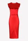Dolce & Gabbana Sleeveless Silk Midi Dress In Red