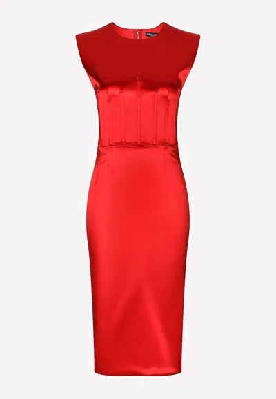 DOLCE & GABBANA SLEEVELESS KNEE-LENGTH DRESS IN SILK,F6AXNT FURAD R2244