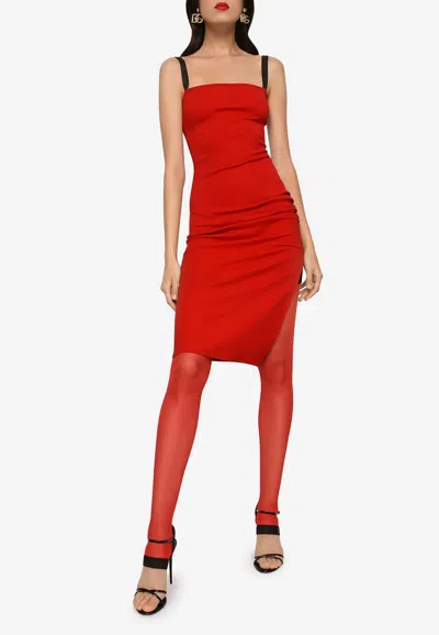 Dolce & Gabbana Sleeveless Knee-length Dress In Red