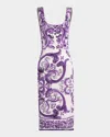 Dolce & Gabbana Scoop Neckline Fitted Silhouette Intricate Pattern In Purple