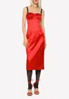 Dolce & Gabbana Sleeveless Midi Corset Dress In Red