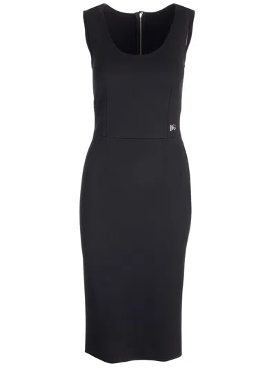 Dolce & Gabbana Sleeveless Midi Dress In Black