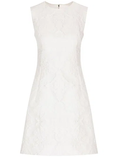 Dolce & Gabbana Sleeveless Patterned-jacquard Dress In White