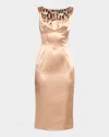 Dolce & Gabbana Sleeveless Pleated Stretch Satin Midi Dress In Nude
