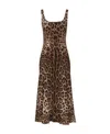 Dolce & Gabbana Leopard-print Calf-length Cady Dress In Brown