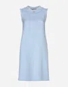 Dolce & Gabbana Light Blue Sleeveless Raschel Tweed Dress With Dg Logo In Purple