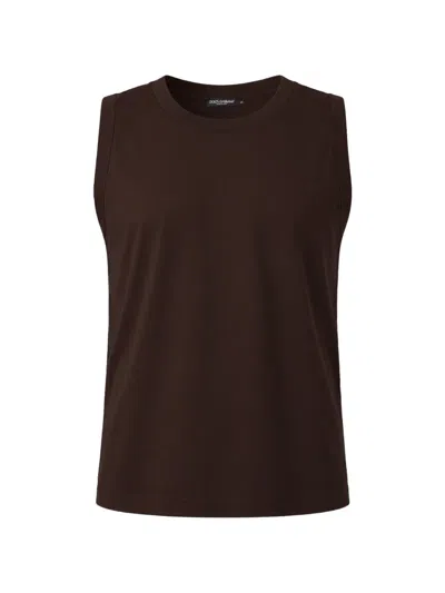 Dolce & Gabbana Cotton Sleeveless Mens Tank Top Underwear In Brown