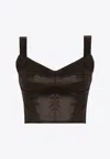 Dolce & Gabbana Shiny Satin Corset Top In Brown