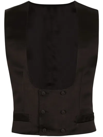 Dolce & Gabbana Sleeveless Silk Jacket In Black