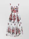 Dolce & Gabbana Cotton Dress With A Bouquet Of Flowers Print Dresses White In Multi