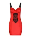 Dolce & Gabbana Short Satin Dress With Lace Details In Red