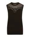 Dolce & Gabbana Sleeveless Cashmere And Silk Sweater With Lace In Black