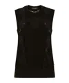 Dolce & Gabbana Cashmere And Silk Sweater With Lace Inlay In Black