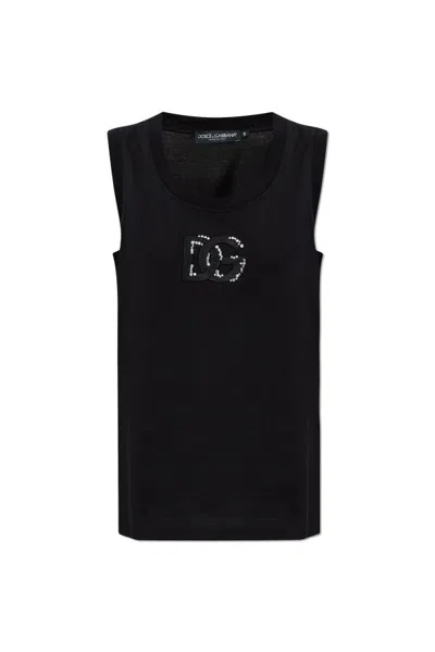 Dolce & Gabbana Logo-embellished Top In Black