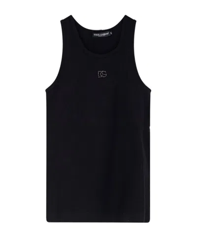 Dolce & Gabbana Women Ribbed Cotton Tank Top In Black