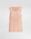 Dolce & Gabbana Sleeveless Top With Sequined Fringe Embellishment In Pink