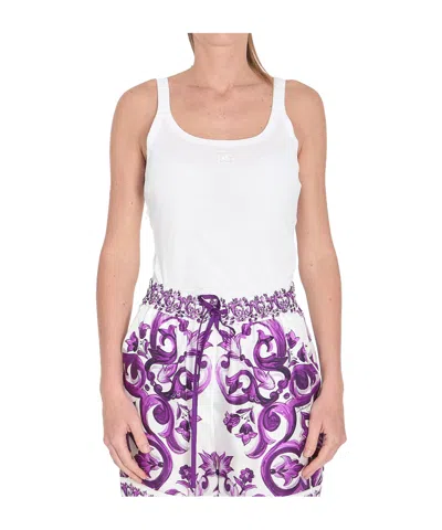 DOLCE & GABBANA DOLCE  GABBANA DG LOGO EMBROIDERED TANK TOP