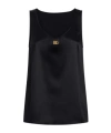 Dolce & Gabbana Dolce  Gabbana Dg Logo Pin Satin Tank Top In Black