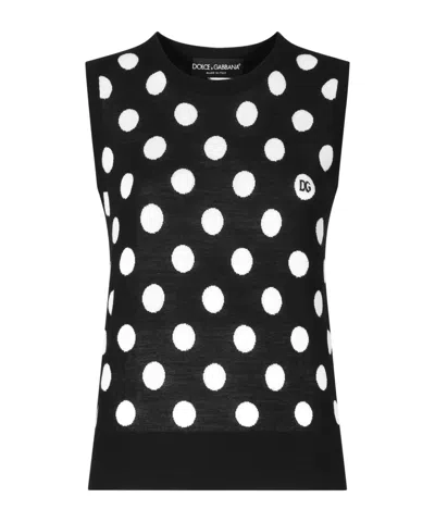 Dolce & Gabbana Dolce&gabbana Women Top With Polka-dot Motif In Black