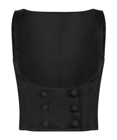 Dolce & Gabbana Double-breasted Duchesse Silk-satin Vest In Black