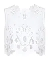 Dolce & Gabbana Cutout Embroidered Cotton Popeline Crop Blouse In White
