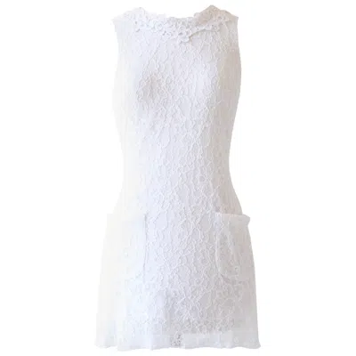 Pre-owned Dolce & Gabbana Sleeveless White Lace Pocket Mini Dress It 42