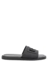 Dolce & Gabbana Dg Light Flat Sole Open Toe Slides In Black