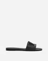 Dolce & Gabbana Black Flats With Cut-out Band And Dg Logo In Soft Rubber Woman In Nero