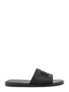 Dolce & Gabbana Navy Rubber Beachwear Pool Slides In Black