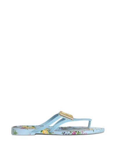 Dolce & Gabbana Slide Floral Beachwear In Blue