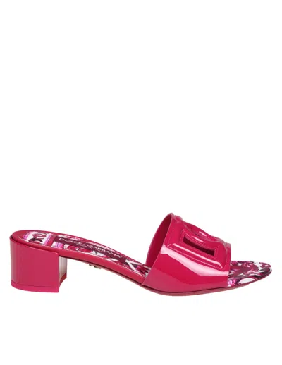 Dolce & Gabbana Slide In Patent Leather With Dg Logo In Ciclamino