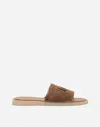 Dolce & Gabbana Slide In Suede In Marrone