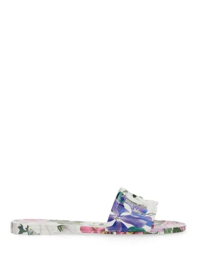 Dolce & Gabbana Slide Sandal In Mix Flowers Cretonne
