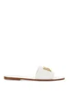 Dolce & Gabbana Dg Medallion Leather Flat Sandals In White