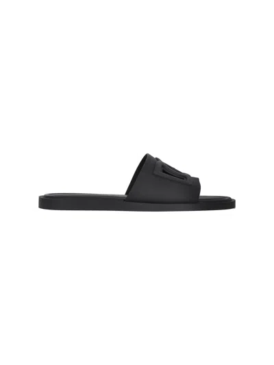 Dolce & Gabbana Slide Sandals "beachwear" In Black