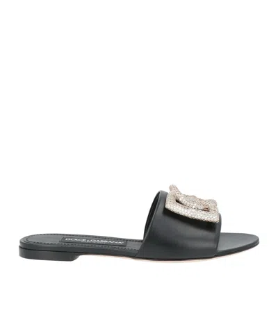 Dolce & Gabbana Slide Sandals In Black