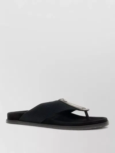 Dolce & Gabbana Slide Sandals Open Toe Flat Sole Strap In Black